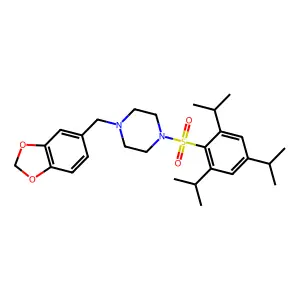 1-(1,3-benzodioxol-5-ylmethyl)-4-[(2,4,6-triisopropylphenyl)sulfonyl]piperazine structure