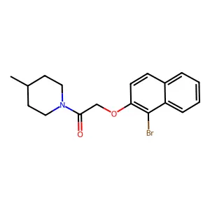 1-{[(1-bromo-2-naphthyl)oxy]acetyl}-4-methylpiperidine structure