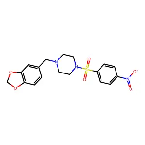 1-(1,3-benzodioxol-5-ylmethyl)-4-[(4-nitrophenyl)sulfonyl]piperazine structure