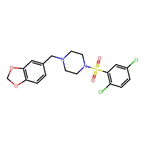 1-(1,3-benzodioxol-5-ylmethyl)-4-[(2,5-dichlorophenyl)sulfonyl]piperazine structure