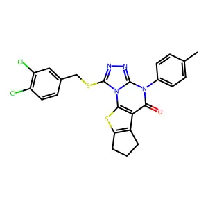 1-((3,4-dichlorobenzyl)thio)-4-(p-tolyl)-7,8-dihydro-4H-cyclopenta[4,5]thieno[3,2-e][1,2,4]triazolo[4,3-a]pyrimidin-5(6H)-one structure