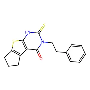 11-(2-phenylethyl)-10-sulfanylidene-7-thia-9,11-diazatricyclo[6.4.0.02,6]dodeca-1(8),2(6)-dien-12-one structure