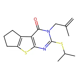 11-(2-methylprop-2-enyl)-10-propan-2-ylsulfanyl-7-thia-9,11-diazatricyclo[6.4.0.02,6]dodeca-1(8),2(6),9-trien-12-one structure