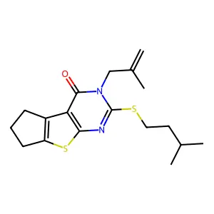 10-(3-methylbutylsulfanyl)-11-(2-methylprop-2-enyl)-7-thia-9,11-diazatricyclo[6.4.0.02,6]dodeca-1(8),2(6),9-trien-12-one structure