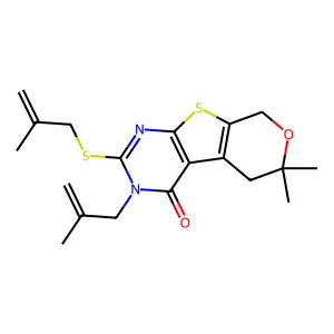 12,12-dimethyl-4-(2-methylprop-2-enyl)-5-(2-methylprop-2-enylsulfanyl)-11-oxa-8-thia-4,6-diazatricyclo[7.4.0.02,7]trideca-1(9),2(7),5-trien-3-one structure