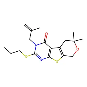 12,12-dimethyl-4-(2-methylprop-2-enyl)-5-propylsulfanyl-11-oxa-8-thia-4,6-diazatricyclo[7.4.0.02,7]trideca-1(9),2(7),5-trien-3-one structure