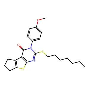 10-heptylsulfanyl-11-(4-methoxyphenyl)-7-thia-9,11-diazatricyclo[6.4.0.02,6]dodeca-1(8),2(6),9-trien-12-one structure