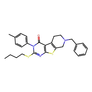 11-benzyl-5-butylsulfanyl-4-(4-methylphenyl)-8-thia-4,6,11-triazatricyclo[7.4.0.02,7]trideca-1(9),2(7),5-trien-3-one structure