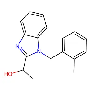 1-[1-[(2-methylphenyl)methyl]benzimidazol-2-yl]ethanol structure