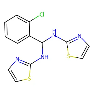 1-(2-chlorophenyl)-N,N'-bis(1,3-thiazol-2-yl)methanediamine structure