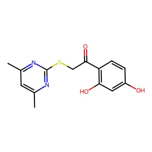 1-(2,4-dihydroxyphenyl)-2-(4,6-dimethylpyrimidin-2-yl)sulfanylethanone structure