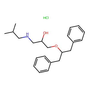 1-(1,3-diphenylpropan-2-yloxy)-3-(2-methylpropylamino)propan-2-ol;hydrochloride structure