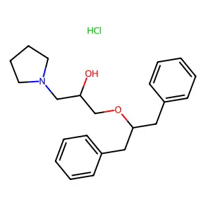 1-(1,3-diphenylpropan-2-yloxy)-3-pyrrolidin-1-ylpropan-2-ol;hydrochloride structure