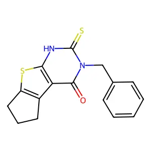 11-benzyl-10-sulfanylidene-7-thia-9,11-diazatricyclo[6.4.0.02,6]dodeca-1(8),2(6)-dien-12-one structure