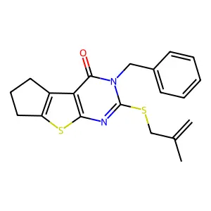 11-benzyl-10-(2-methylprop-2-enylsulfanyl)-7-thia-9,11-diazatricyclo[6.4.0.02,6]dodeca-1(8),2(6),9-trien-12-one structure