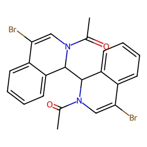 1-[1-(2-acetyl-4-bromo-1H-isoquinolin-1-yl)-4-bromo-1H-isoquinolin-2-yl]ethanone structure