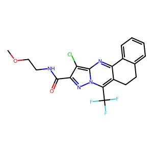11-chloro-N-(2-methoxyethyl)-7-(trifluoromethyl)-5,6-dihydrobenzo[h]pyrazolo[5,1-b]quinazoline-10-carboxamide structure