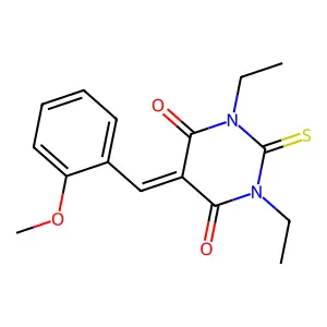 1,3-diethyl-5-(2-methoxybenzylidene)-2-thioxodihydro-4,6(1H,5H)-pyrimidinedione structure