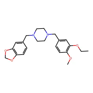 1-(1,3-benzodioxol-5-ylmethyl)-4-(3-ethoxy-4-methoxybenzyl)piperazine structure