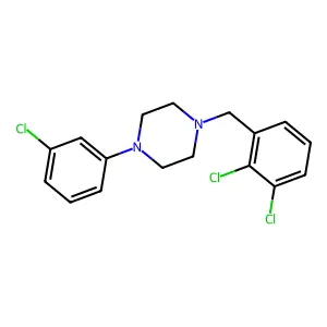 1-(3-chlorophenyl)-4-(2,3-dichlorobenzyl)piperazine structure