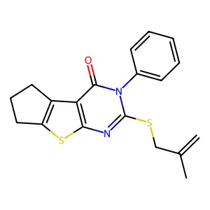 10-(2-methylprop-2-enylsulfanyl)-11-phenyl-7-thia-9,11-diazatricyclo[6.4.0.02,6]dodeca-1(8),2(6),9-trien-12-one structure