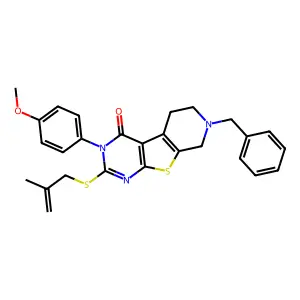 11-benzyl-4-(4-methoxyphenyl)-5-(2-methylprop-2-enylsulfanyl)-8-thia-4,6,11-triazatricyclo[7.4.0.02,7]trideca-1(9),2(7),5-trien-3-one structure