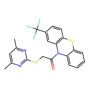 10-{[(4,6-dimethyl-2-pyrimidinyl)sulfanyl]acetyl}-2-(trifluoromethyl)-10H-phenothiazine structure