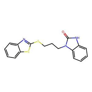 1-[3-(1,3-benzothiazol-2-ylsulfanyl)propyl]-1,3-dihydro-2H-benzimidazol-2-one structure