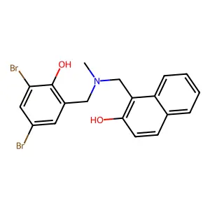 1-[[(3,5-dibromo-2-hydroxyphenyl)methyl-methylamino]methyl]naphthalen-2-ol structure
