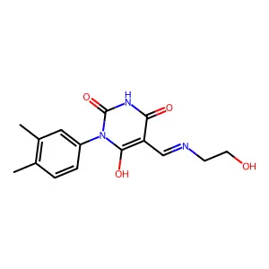 1-(3,4-dimethylphenyl)-5-{[(2-hydroxyethyl)amino]methylene}-2,4,6(1H,3H,5H)-pyrimidinetrione structure