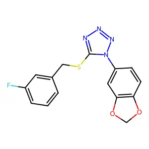 1-(1,3-benzodioxol-5-yl)-5-[(3-fluorophenyl)methylsulfanyl]tetrazole structure