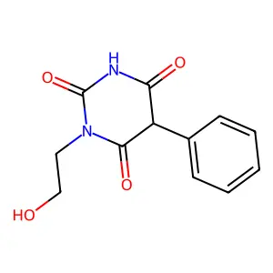 1-(2-hydroxyethyl)-5-phenyl-1,3-diazinane-2,4,6-trione structure