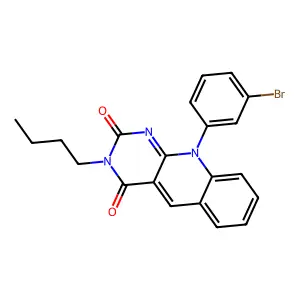 10-(3-bromophenyl)-3-butylpyrimido[4,5-b]quinoline-2,4(3H,10H)-dione structure