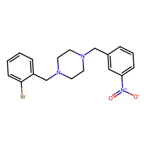 1-[(2-bromophenyl)methyl]-4-[(3-nitrophenyl)methyl]piperazine structure