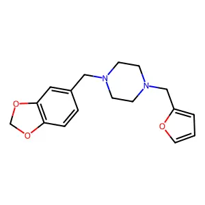 1-(1,3-benzodioxol-5-ylmethyl)-4-(furan-2-ylmethyl)piperazine structure