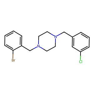 1-(2-bromobenzyl)-4-(3-chlorobenzyl)piperazine structure