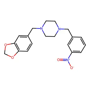 1-(1,3-benzodioxol-5-ylmethyl)-4-[(3-nitrophenyl)methyl]piperazine structure