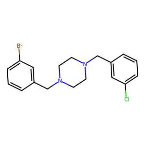 1-[(3-bromophenyl)methyl]-4-[(3-chlorophenyl)methyl]piperazine structure