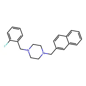1-(2-fluorobenzyl)-4-(2-naphthylmethyl)piperazine structure