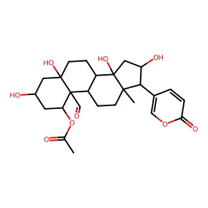 [10-formyl-3,5,14,16-tetrahydroxy-13-methyl-17-(6-oxopyran-3-yl)-2,3,4,6,7,8,9,11,12,15,16,17-dodecahydro-1H-cyclopenta[a]phenanthren-1-yl] acetate structure