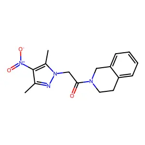 1-(3,4-dihydro-1H-isoquinolin-2-yl)-2-(3,5-dimethyl-4-nitropyrazol-1-yl)ethanone structure