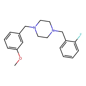 1-[(2-fluorophenyl)methyl]-4-[(3-methoxyphenyl)methyl]piperazine structure
