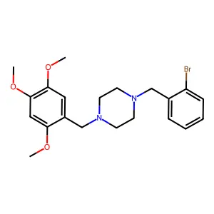 1-[(2-bromophenyl)methyl]-4-[(2,4,5-trimethoxyphenyl)methyl]piperazine structure