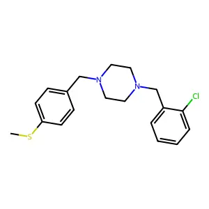 1-[(2-chlorophenyl)methyl]-4-[(4-methylsulfanylphenyl)methyl]piperazine structure