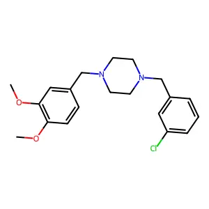1-(3-chlorobenzyl)-4-(3,4-dimethoxybenzyl)piperazine structure