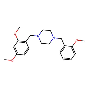 1-[(2,4-dimethoxyphenyl)methyl]-4-[(2-methoxyphenyl)methyl]piperazine structure