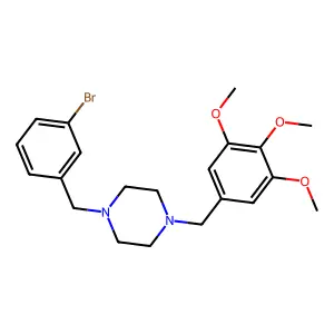 1-[(3-bromophenyl)methyl]-4-[(3,4,5-trimethoxyphenyl)methyl]piperazine structure