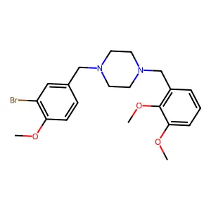 1-[(3-bromo-4-methoxyphenyl)methyl]-4-[(2,3-dimethoxyphenyl)methyl]piperazine structure