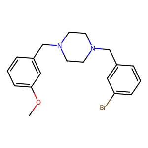 1-[(3-bromophenyl)methyl]-4-[(3-methoxyphenyl)methyl]piperazine structure