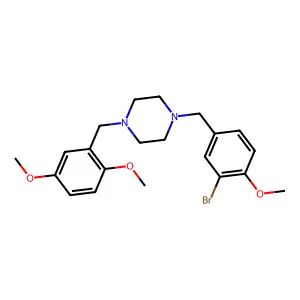 1-[(3-bromo-4-methoxyphenyl)methyl]-4-[(2,5-dimethoxyphenyl)methyl]piperazine structure